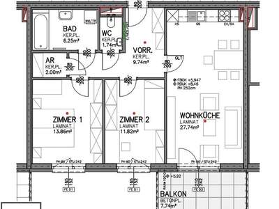 Wohnung mit Balkon mieten in 7000 Eisenstadt (Bild 2)