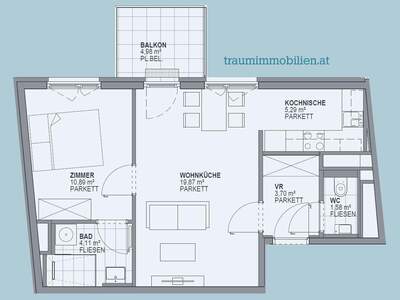 Wohnung mit Balkon mieten in 1100 Wien (Bild 2)