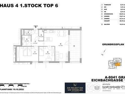 Wohnung mit Balkon mieten in 8041 Graz