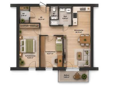 Wohnung mit Balkon kaufen in 2540 Bad Vöslau (Bild 2)