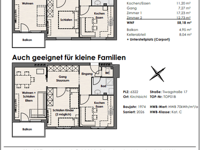 Mietwohnung provisionsfrei in 6322 Kirchbichl
