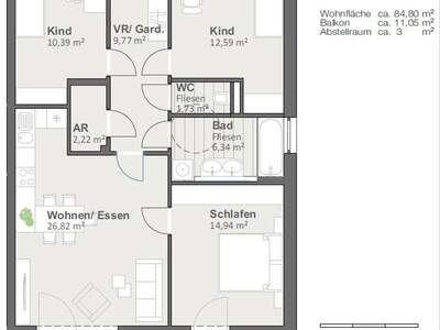 Wohnung mit Balkon mieten in 5211 Lengau (Bild 3)