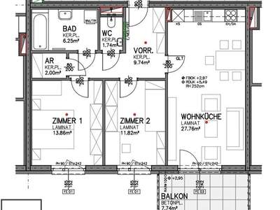 Wohnung mit Balkon mieten in 7000 Eisenstadt (Bild 2)