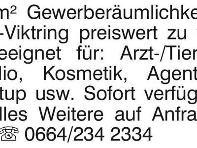 Gewerbeobjekt mieten in 9073 Klagenfurt
