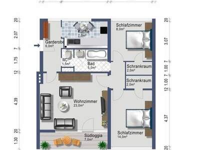 Wohnung mit Balkon mieten in 8943 Aigen
