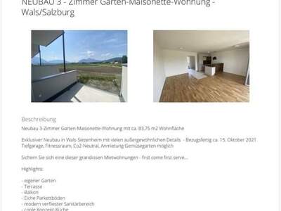 Mietwohnung provisionsfrei in 5071 Wals