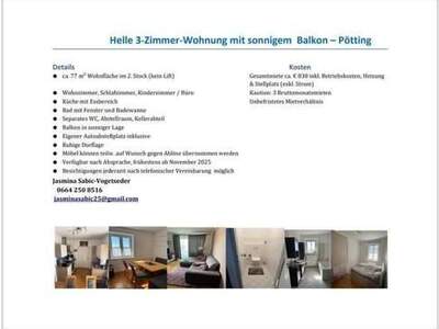Mietwohnung provisionsfrei in 4720 Pötting