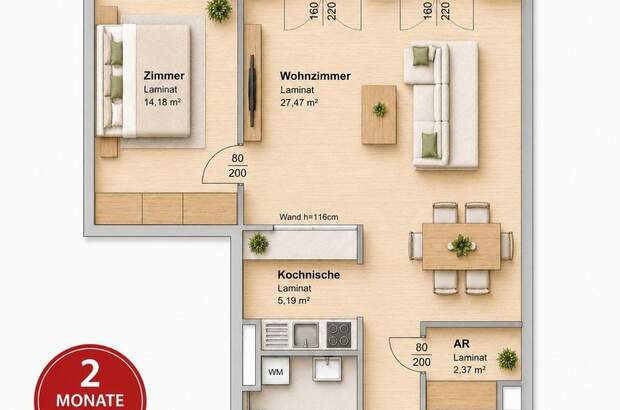 Wohnung mit Balkon mieten in 8020 Graz (Bild 1)