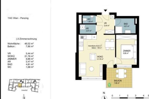 Wohnung mit Balkon mieten in 1140 Wien