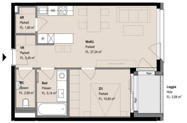 Wohnung mit Balkon mieten in 1070 Wien