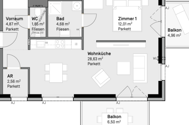 Wohnung mit Balkon mieten in 1030 Wien (Bild 1)