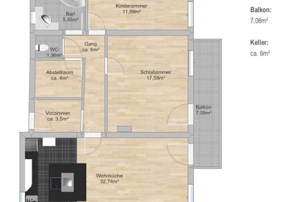 Wohnung mit Balkon mieten in 1190 Wien (Bild 3)
