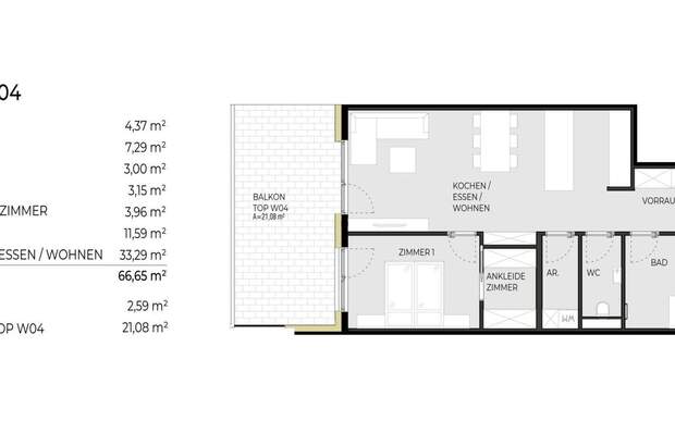 Wohnung mit Balkon kaufen in 6402 Hatting (Bild 2)