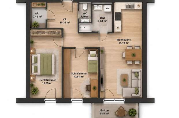 Wohnung mit Balkon kaufen in 2540 Bad Vöslau (Bild 2)