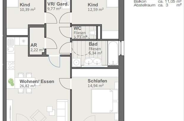 Wohnung mit Balkon mieten in 5211 Lengau (Bild 3)
