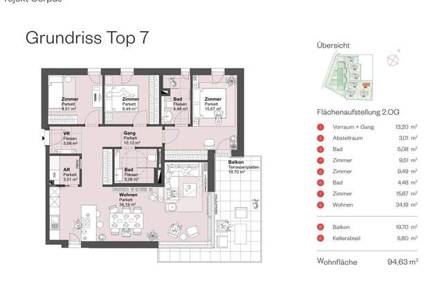 Wohnung mit Balkon kaufen in 5082 Grödig