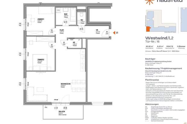 Wohnung mit Balkon mieten in 1220 Wien (Bild 1)