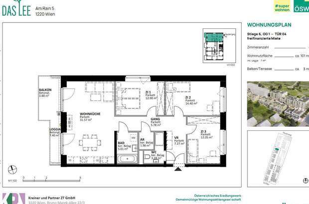 Wohnung mit Balkon mieten in 1220 Wien (Bild 2)
