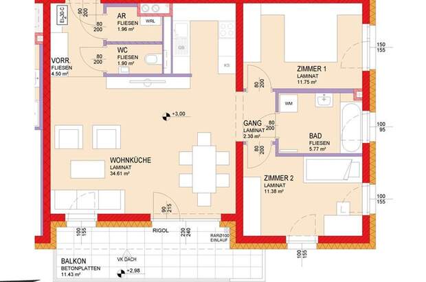 Wohnung mit Balkon in 3133 Gemeinlebarn (Bild 2)