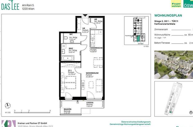 Wohnung mit Balkon mieten in 1220 Wien (Bild 1)
