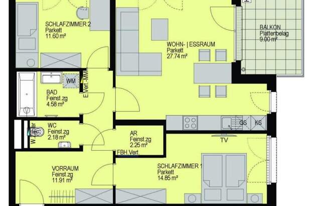 Wohnung mit Balkon kaufen in 1140 Wien (Bild 3)
