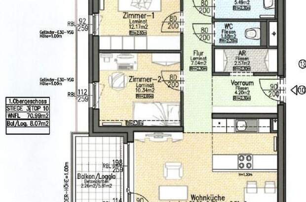 Wohnung mit Balkon in 2700 Wiener Neustadt (Bild 3)