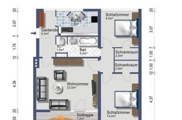 Wohnung mit Balkon mieten in 8943 Aigen (Bild 1)