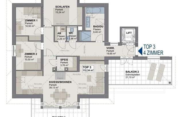 Wohnung mit Balkon kaufen in 5310 Mondsee (Bild 5)