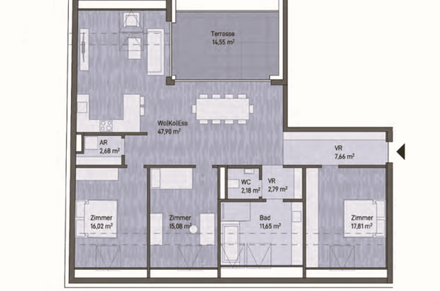 Terrassenwohnung kaufen in 8020 Graz Gries