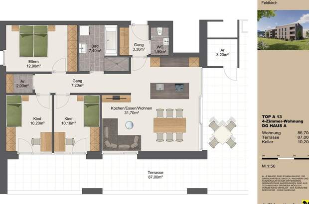 Wohnung mit Balkon mieten in 6800 Feldkirch (Bild 4)